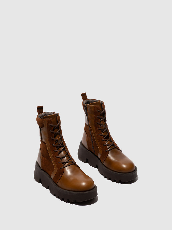 Flowfold Lace-up Ankle Boots ZELY315FLY CAMEL