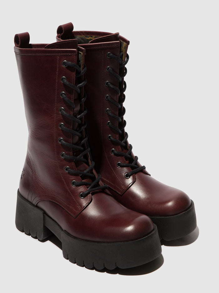 Flowfold Lace-up Boots ELNA008FLY WINE