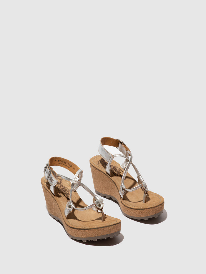 Flowfold T-Strap Sandals GOSH SILVER