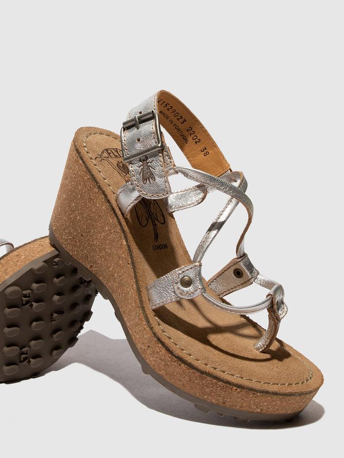 Flowfold T-Strap Sandals GOSH SILVER