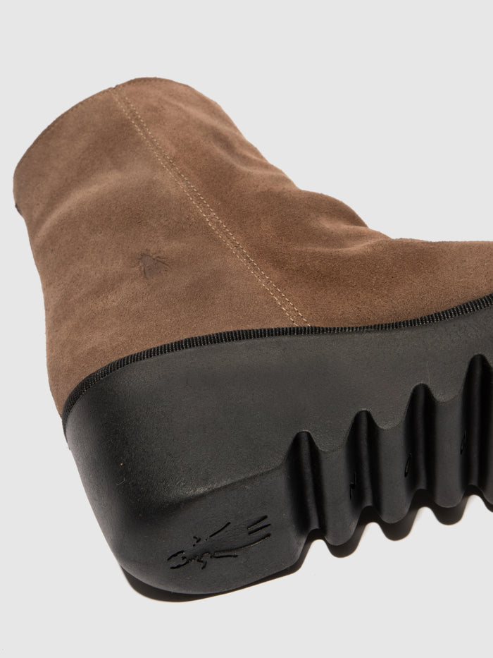 Flowfold Zip Up Ankle Boots BAAN538FLY TAUPE