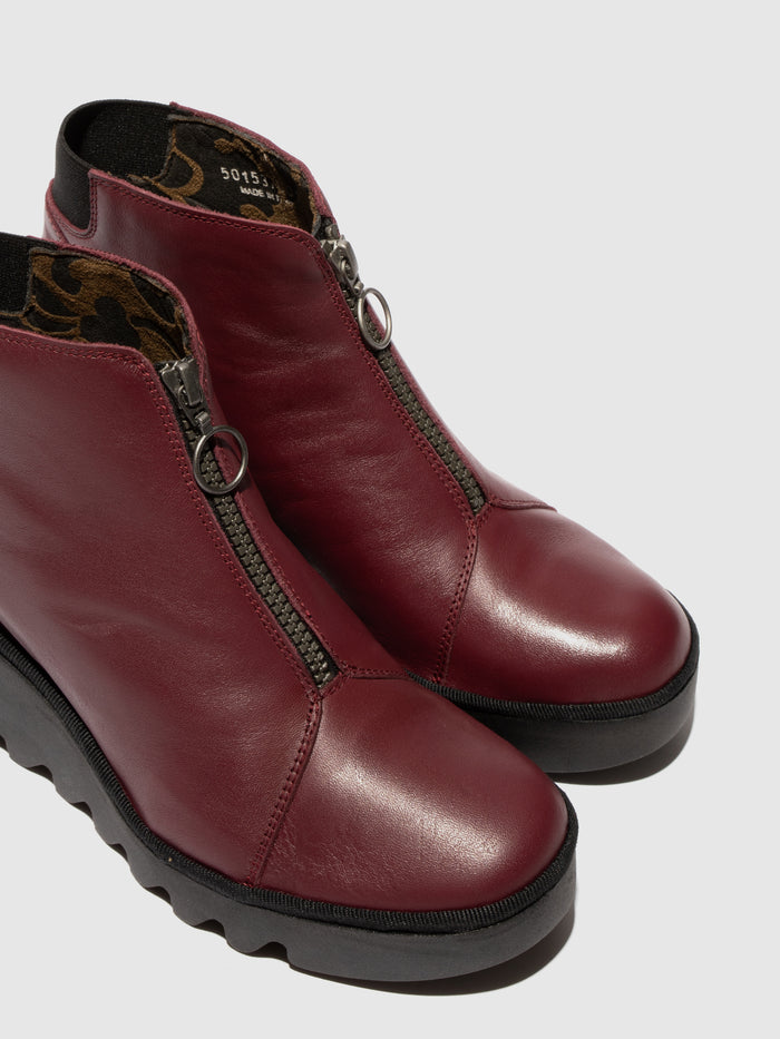 Flowfold Zip Up Ankle Boots BAAZ537FLY WINE