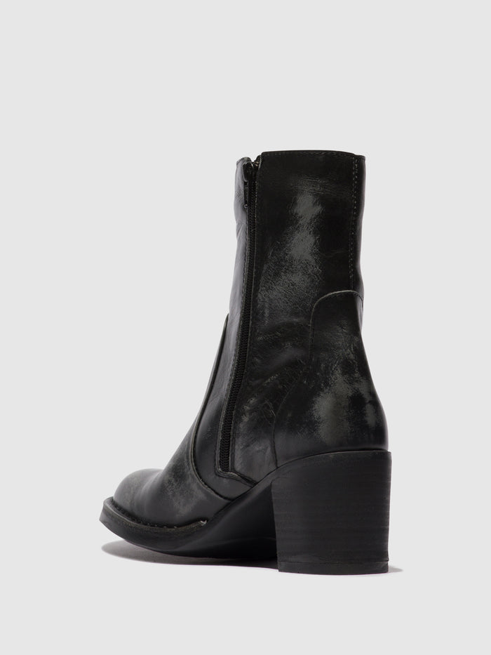 Flowfold Zip Up Ankle Boots BECY097FLY ANTHRACITE