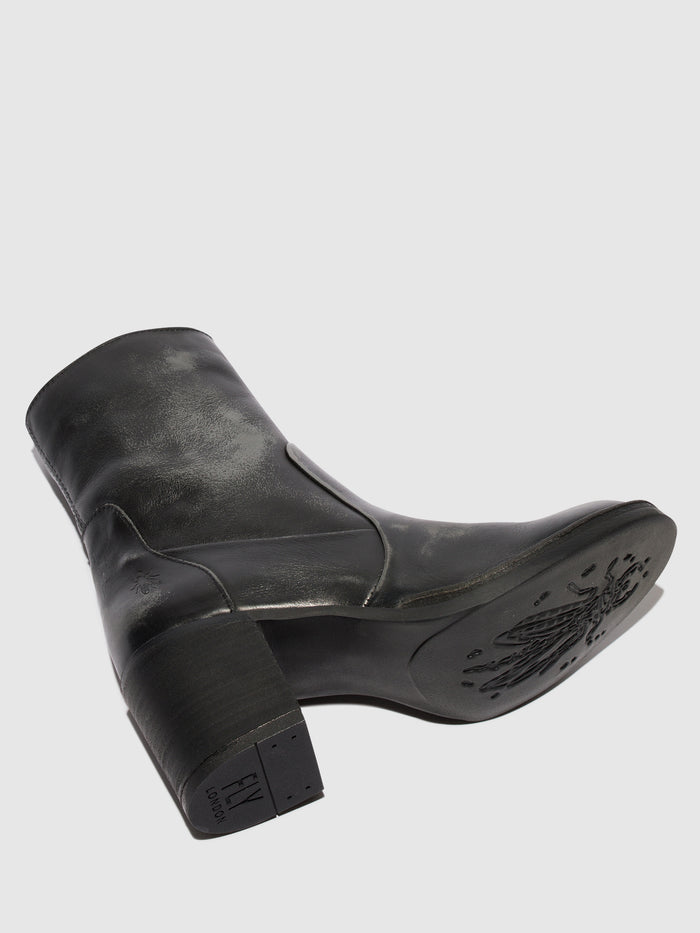 Flowfold Zip Up Ankle Boots BECY097FLY ANTHRACITE