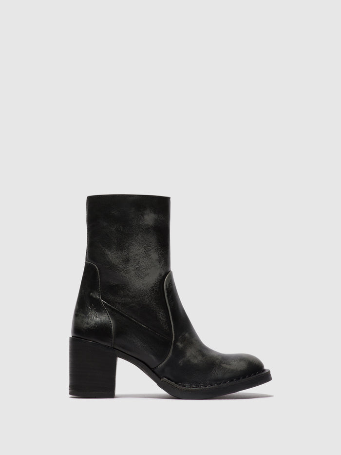 flowfold Zip Up Ankle Boots BECY097FLY ANTHRACITE