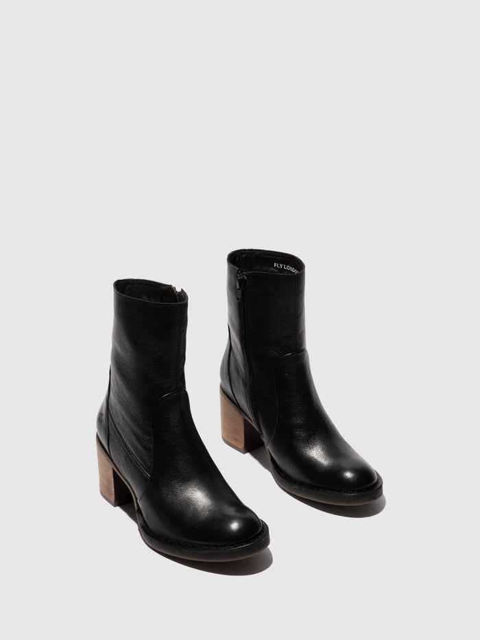 Flowfold Zip Up Ankle Boots BECY097FLY BLACK