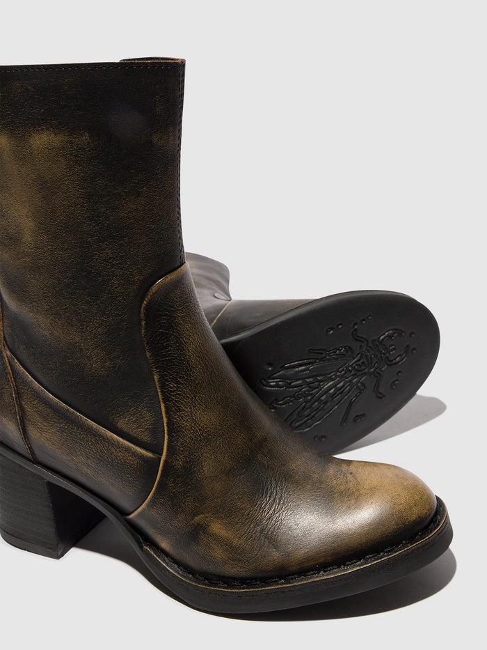 Flowfold Zip Up Ankle Boots BECY097FLY OLIVE