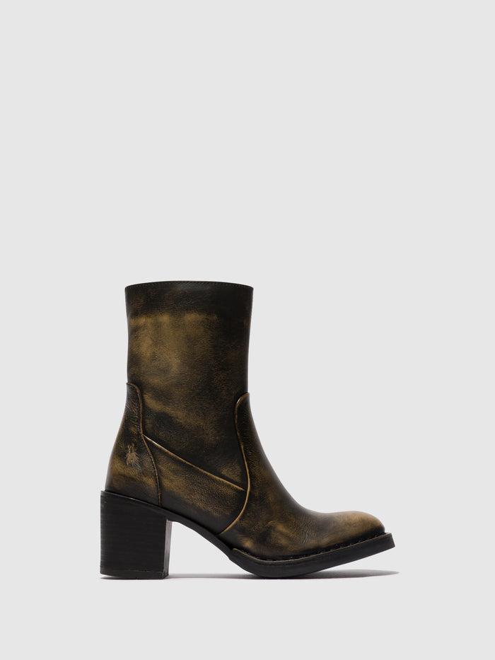 flowfold Zip Up Ankle Boots BECY097FLY OLIVE