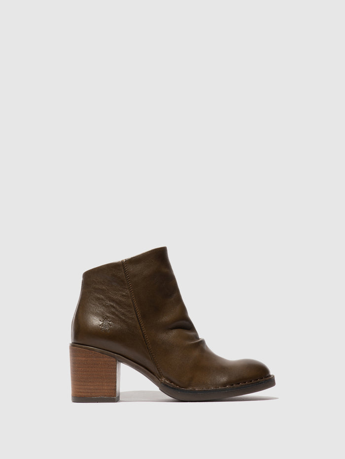 flowfold Zip Up Ankle Boots BELL061FLY MILITARY