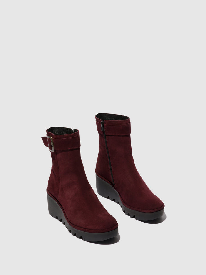 Flowfold Zip Up Ankle Boots BEPP396FLY WINE