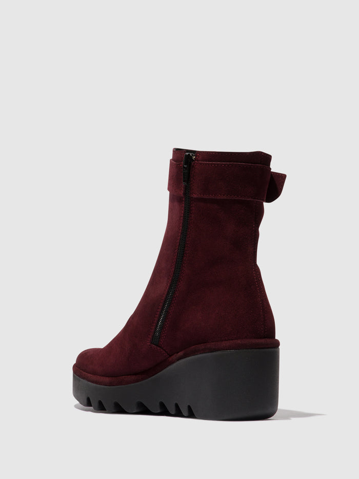 Flowfold Zip Up Ankle Boots BEPP396FLY WINE