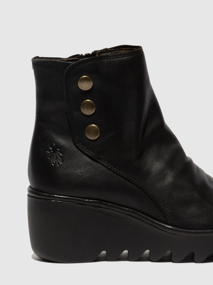 Flowfold Zip Up Ankle Boots BROM344FLY BLACK
