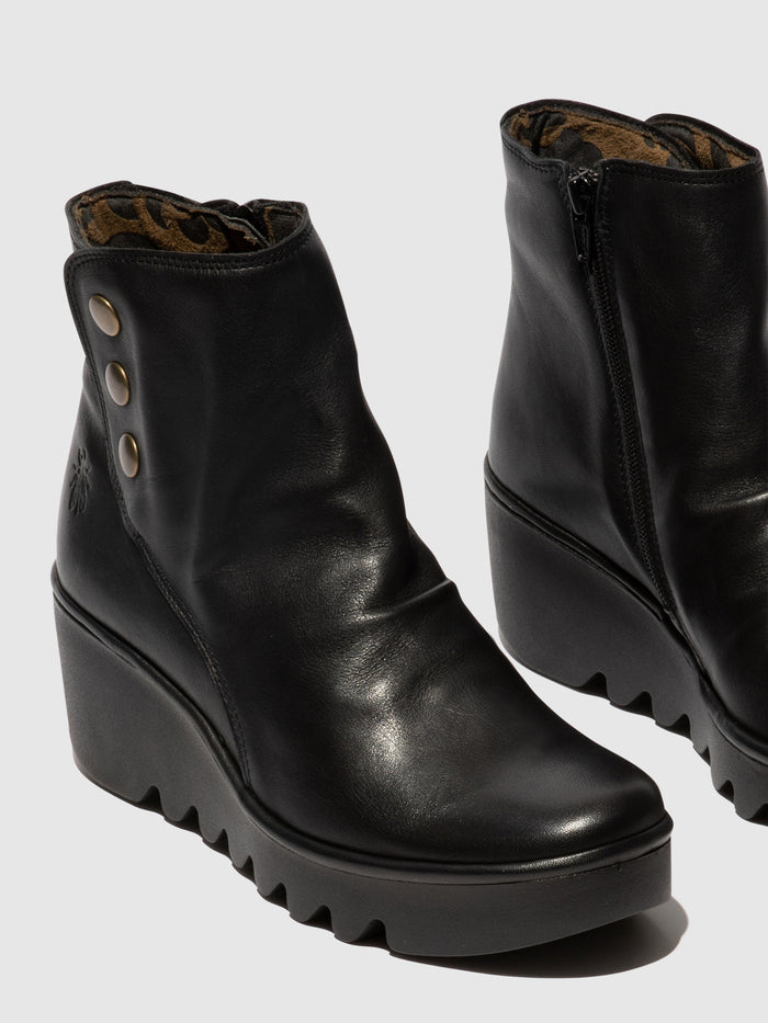 Flowfold Zip Up Ankle Boots BROM344FLY BLACK