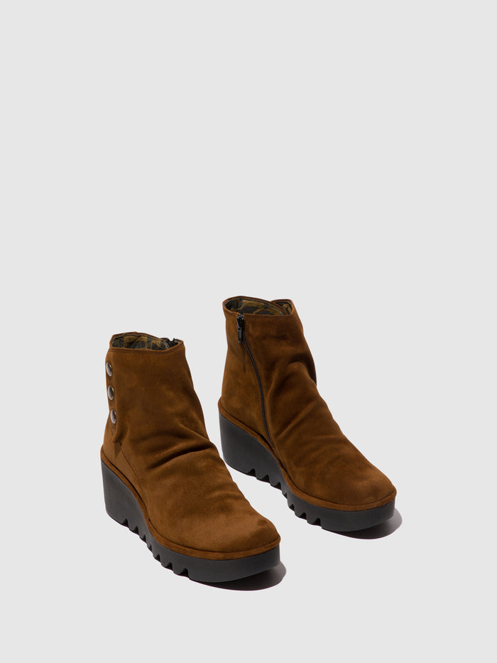Flowfold Zip Up Ankle Boots BROM344FLY CAMEL