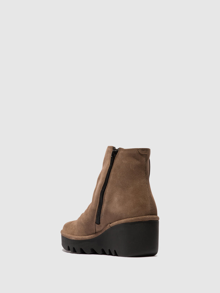 Flowfold Zip Up Ankle Boots BROM344FLY TAUPE