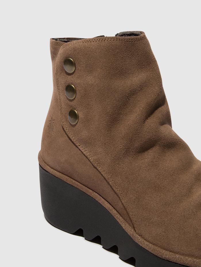 Flowfold Zip Up Ankle Boots BROM344FLY TAUPE