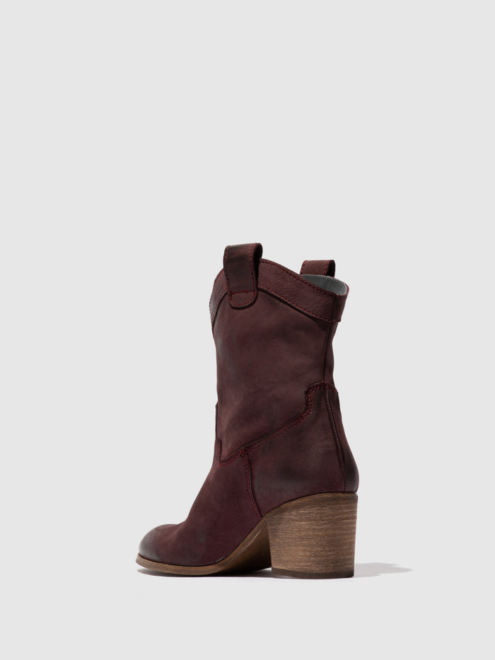 Flowfold Zip Up Ankle Boots DAXI166FLY BURGUNDY