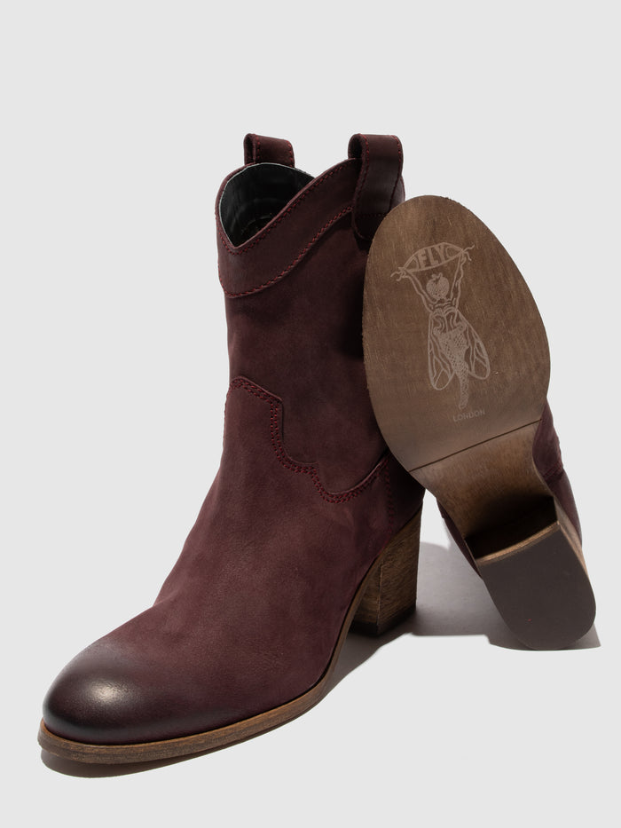 Flowfold Zip Up Ankle Boots DAXI166FLY BURGUNDY