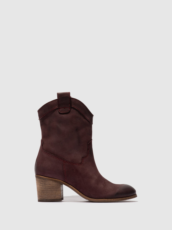 flowfold Zip Up Ankle Boots DAXI166FLY BURGUNDY