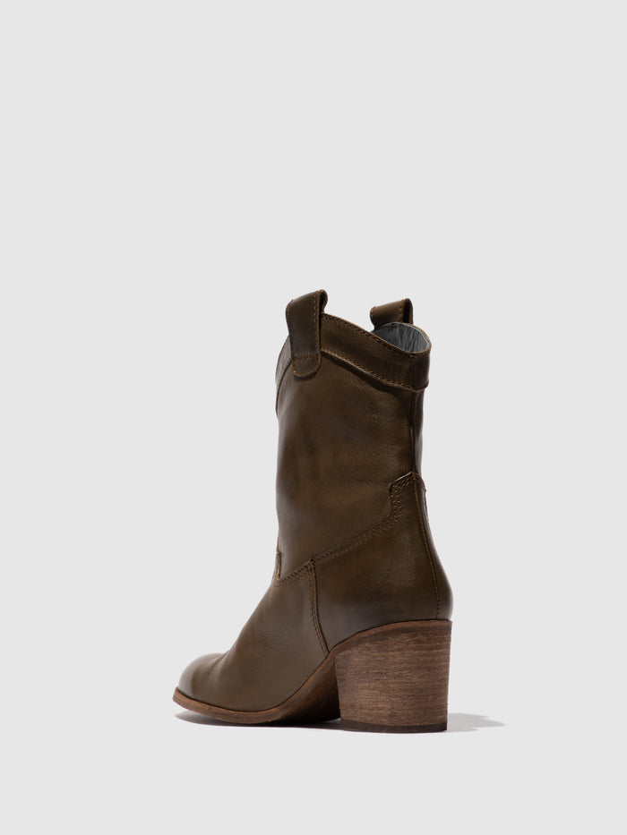 Flowfold Zip Up Ankle Boots DAXI166FLY MILITARY