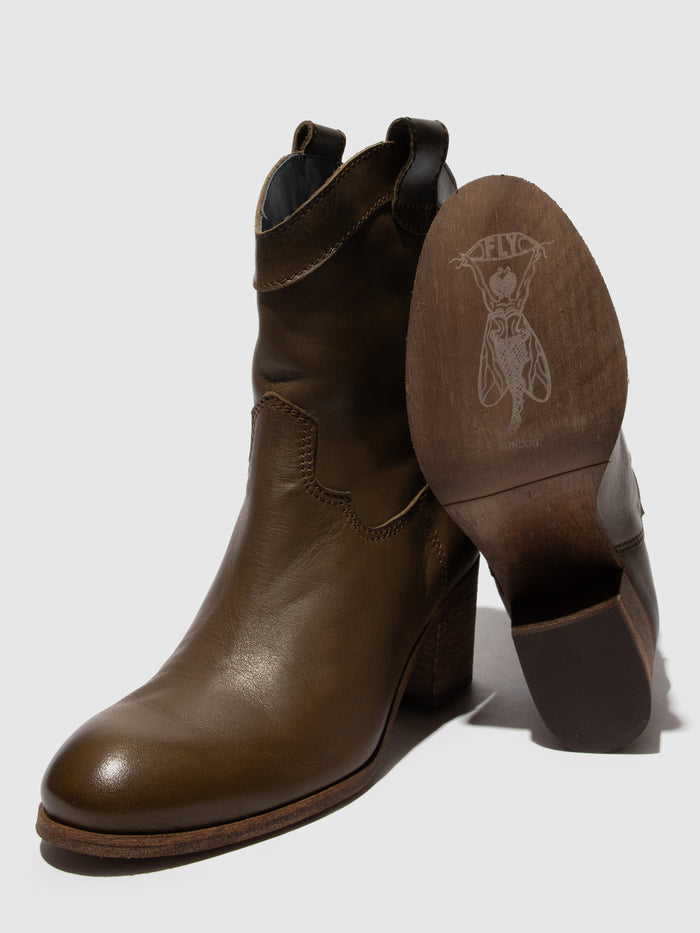 Flowfold Zip Up Ankle Boots DAXI166FLY MILITARY