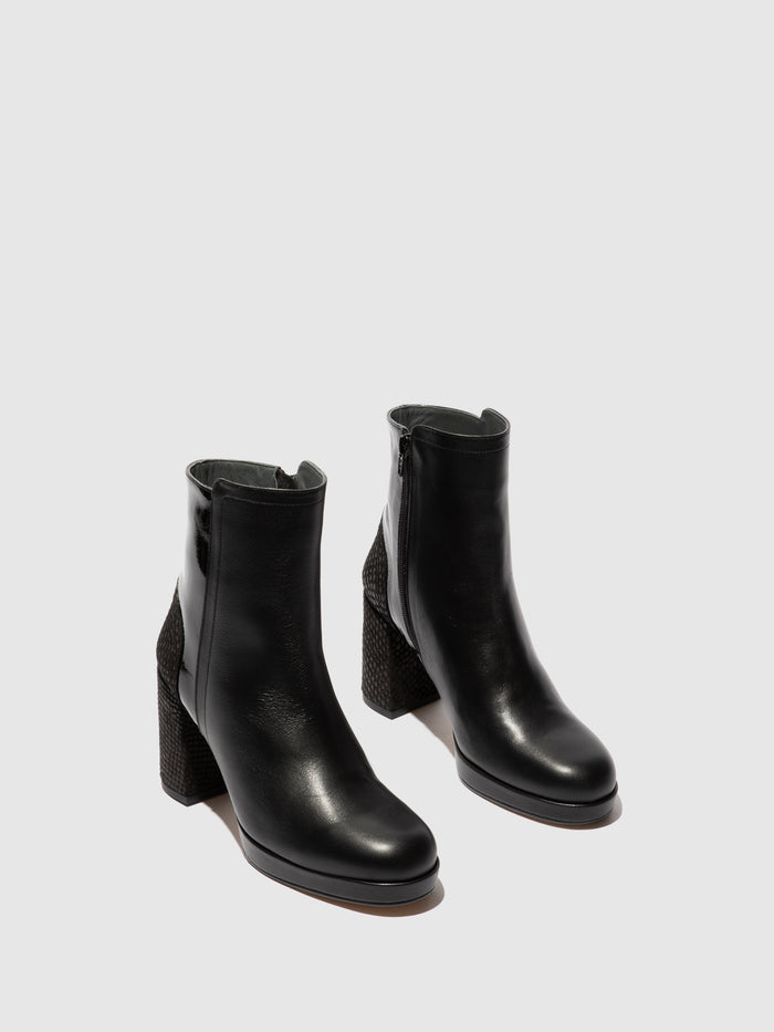 Flowfold Zip Up Ankle Boots EFAN181FLY BLACK