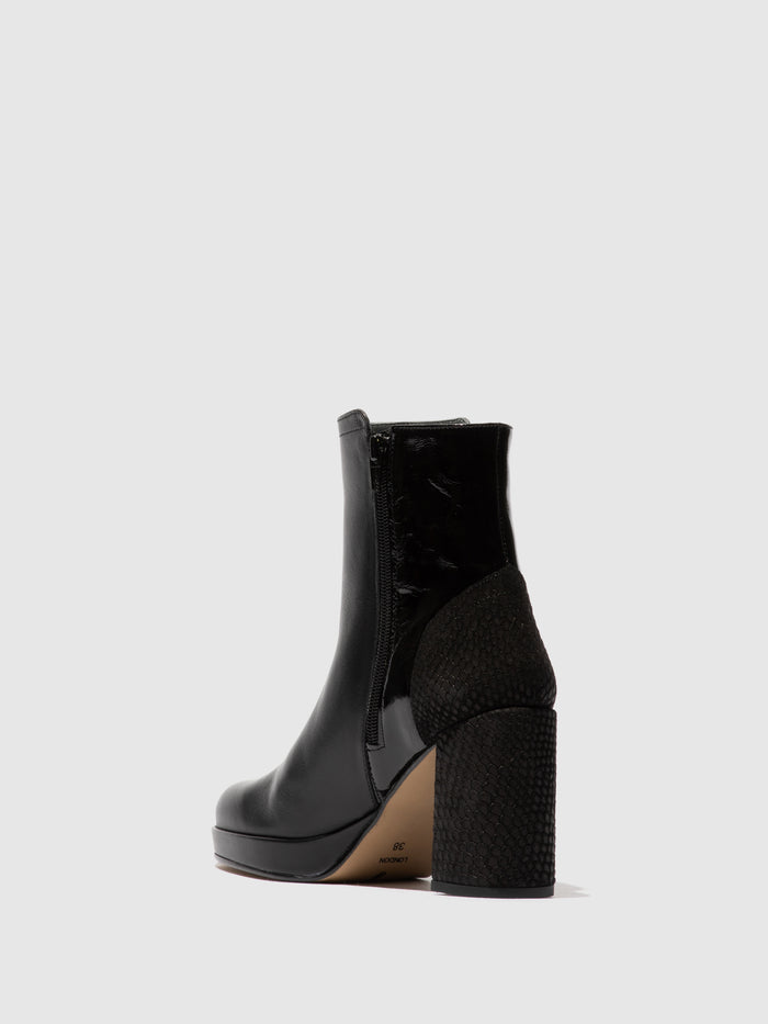 Flowfold Zip Up Ankle Boots EFAN181FLY BLACK