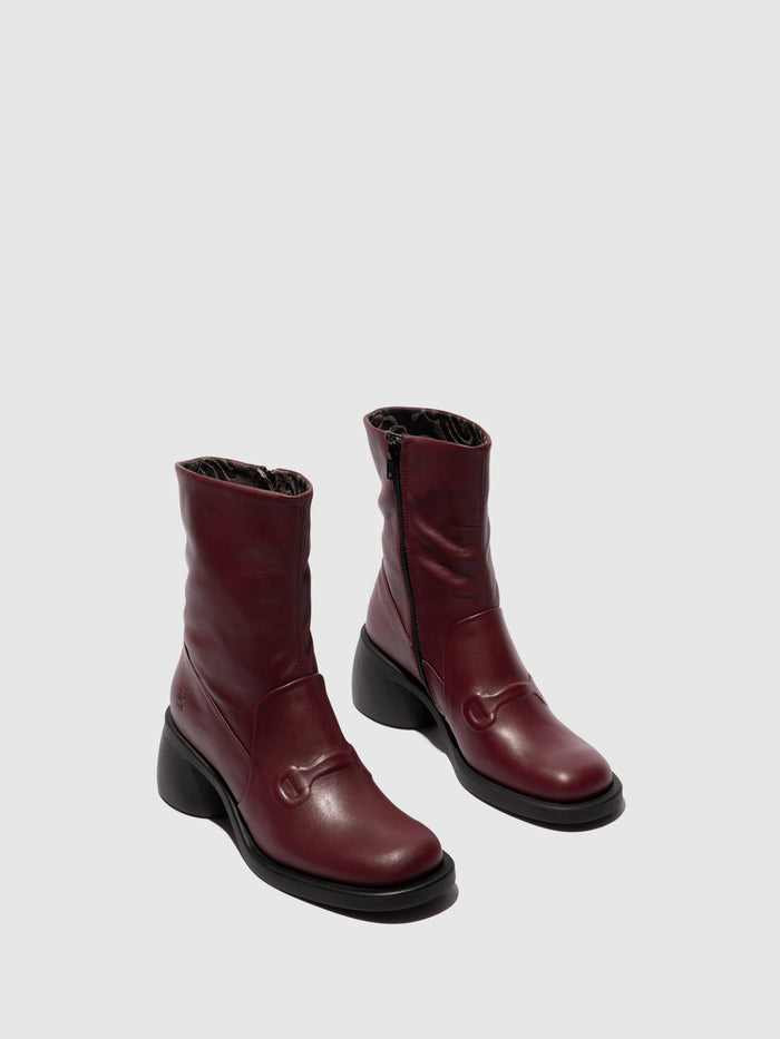 Flowfold Zip Up Ankle Boots HAXI138FLY WINE
