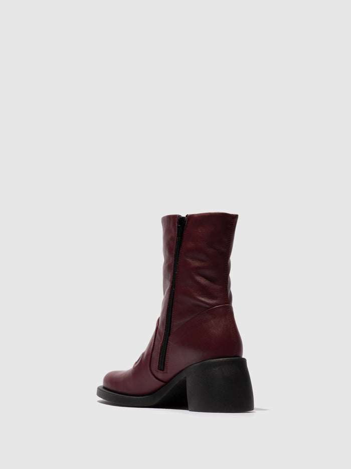 Flowfold Zip Up Ankle Boots HAXI138FLY WINE