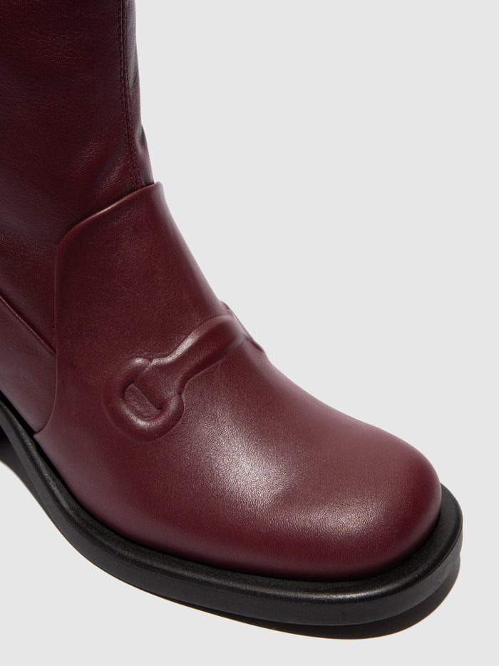 Flowfold Zip Up Ankle Boots HAXI138FLY WINE