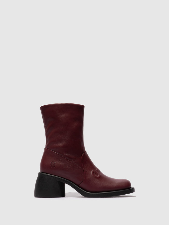 flowfold Zip Up Ankle Boots HAXI138FLY WINE