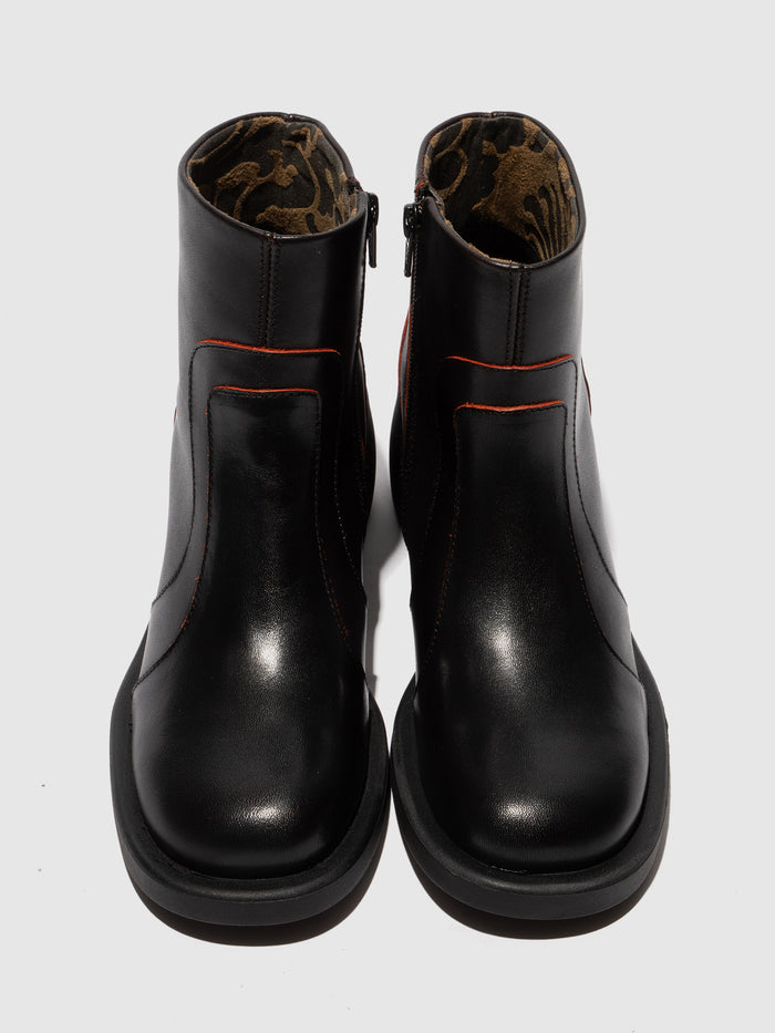 Flowfold Zip Up Ankle Boots HEWI304FLY BLACK/RED