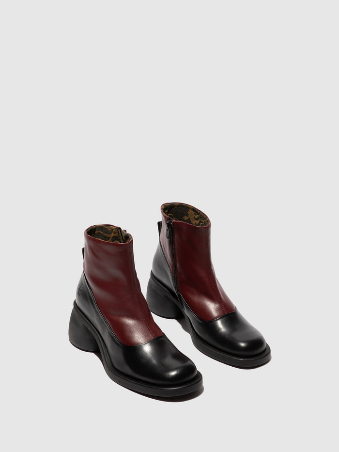 Flowfold Zip Up Ankle Boots HINT003FLY BLACK/WINE