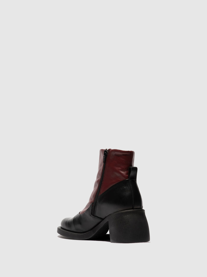 Flowfold Zip Up Ankle Boots HINT003FLY BLACK/WINE