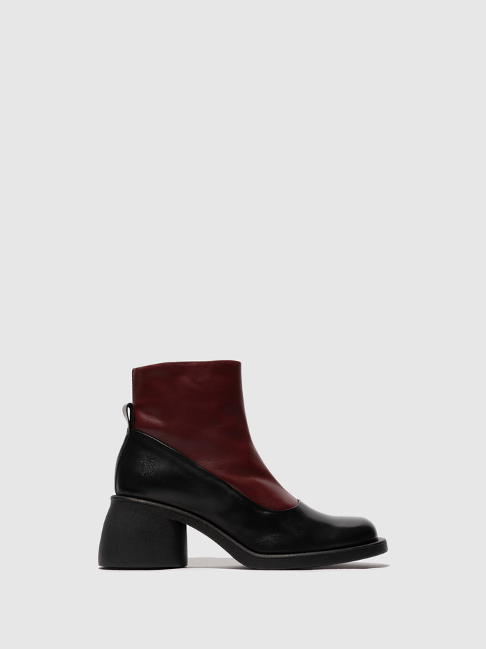 flowfold Zip Up Ankle Boots HINT003FLY BLACK/WINE