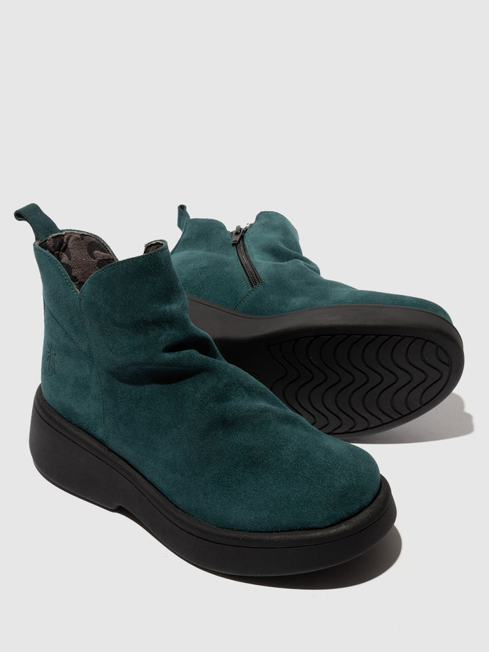 Flowfold Zip Up Ankle Boots MAZY323FLY PETROL
