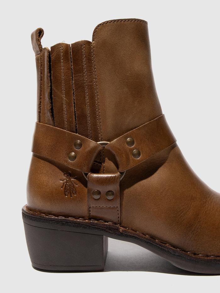 Flowfold Zip Up Ankle Boots MEBI123FLY CAMEL