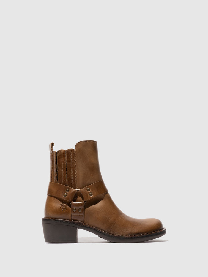flowfold Zip Up Ankle Boots MEBI123FLY CAMEL