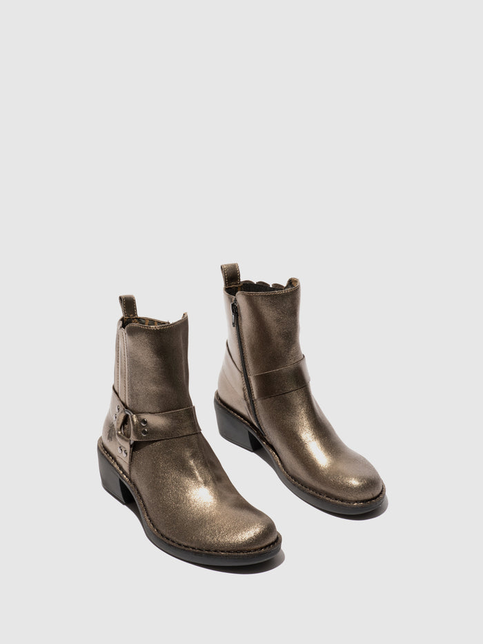 Flowfold Zip Up Ankle Boots MEBI123FLY DARK GOLD