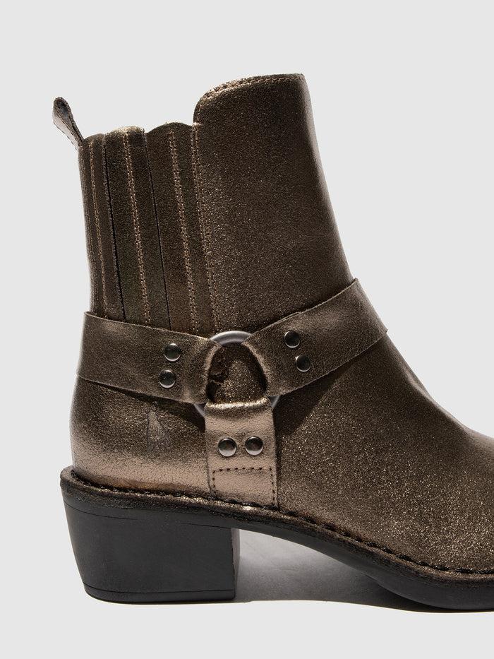 Flowfold Zip Up Ankle Boots MEBI123FLY DARK GOLD