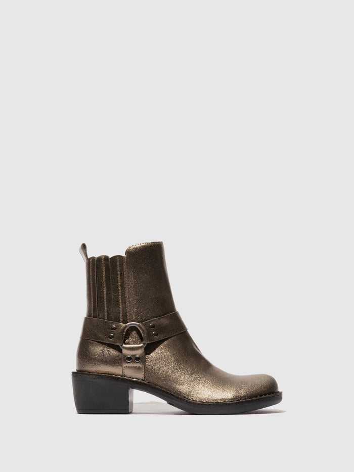 flowfold Zip Up Ankle Boots MEBI123FLY DARK GOLD