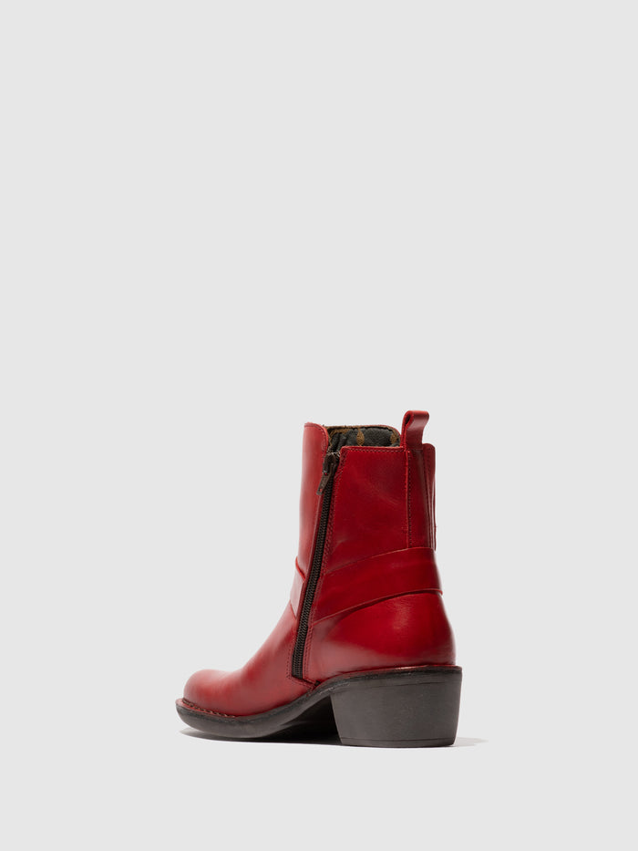 Flowfold Zip Up Ankle Boots MEBI123FLY RED