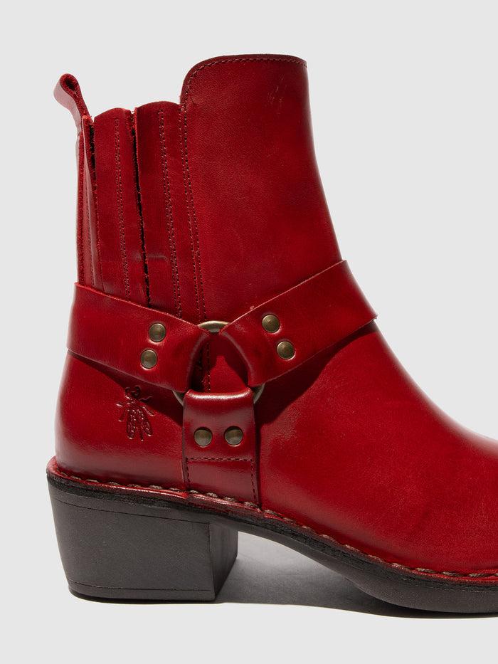 Flowfold Zip Up Ankle Boots MEBI123FLY RED
