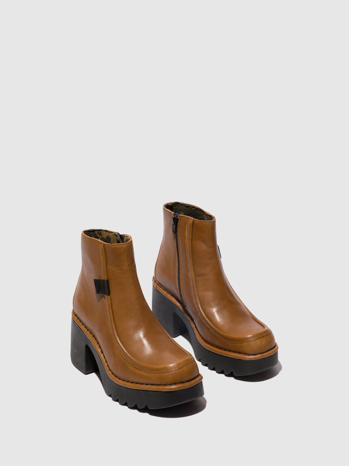 Flowfold Zip Up Ankle Boots MITE249FLY CUOIO