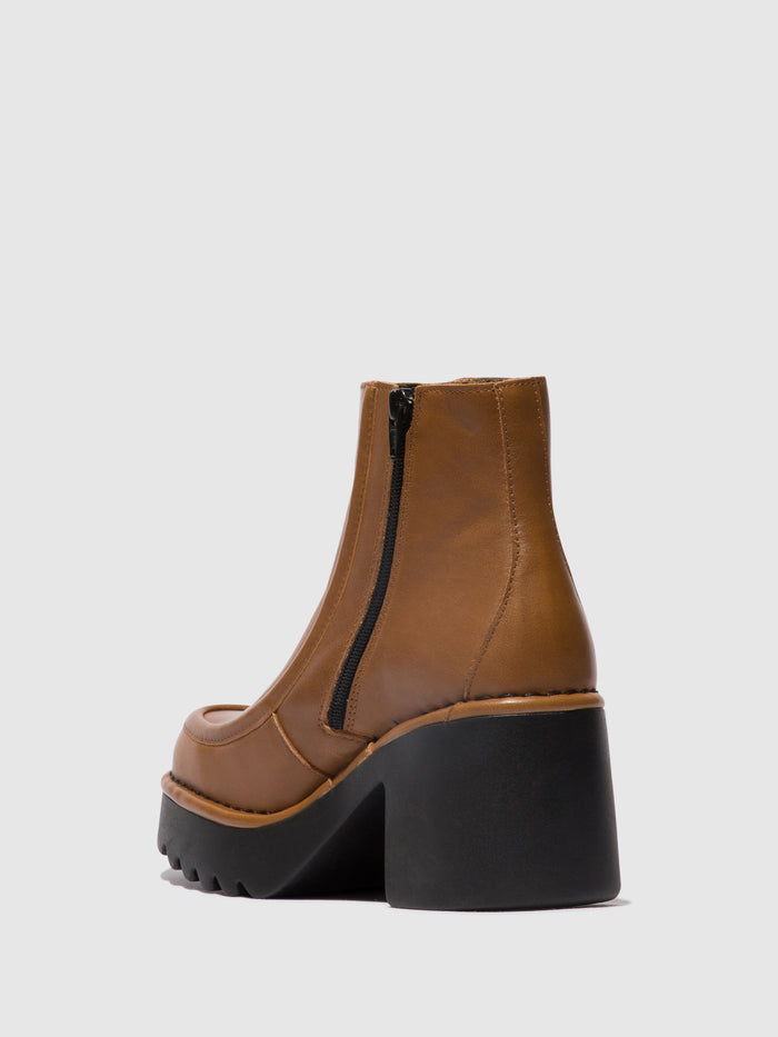 Flowfold Zip Up Ankle Boots MITE249FLY CUOIO