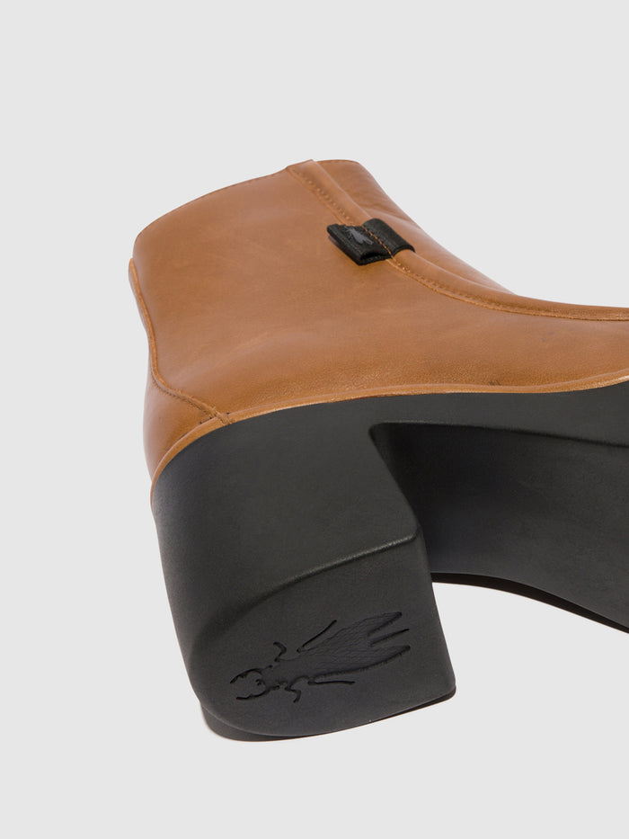 Flowfold Zip Up Ankle Boots MITE249FLY CUOIO