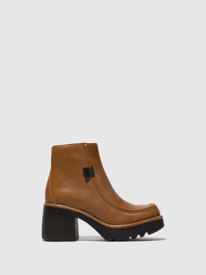 flowfold Zip Up Ankle Boots MITE249FLY CUOIO