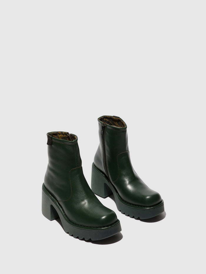 Flowfold Zip Up Ankle Boots MOGE250FLY DK GREEN