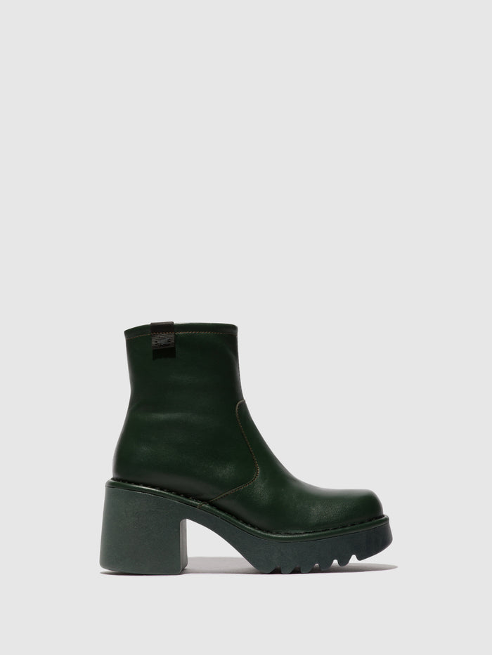flowfold Zip Up Ankle Boots MOGE250FLY DK GREEN