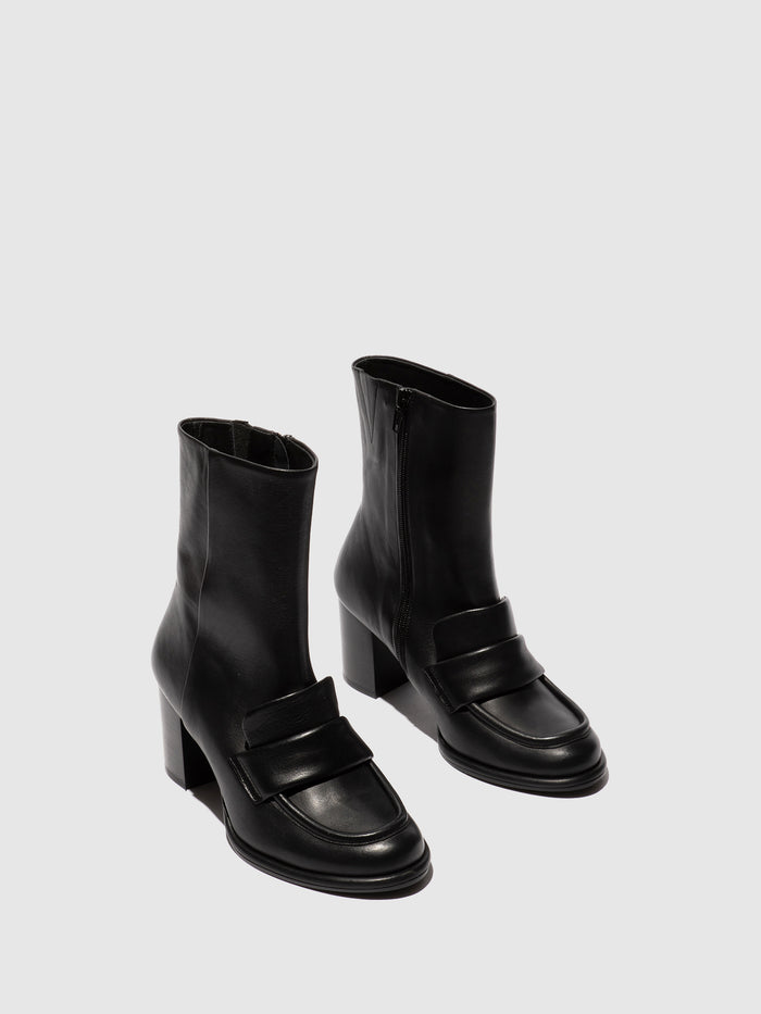 Flowfold Zip Up Ankle Boots MOIK356FLY BLACK